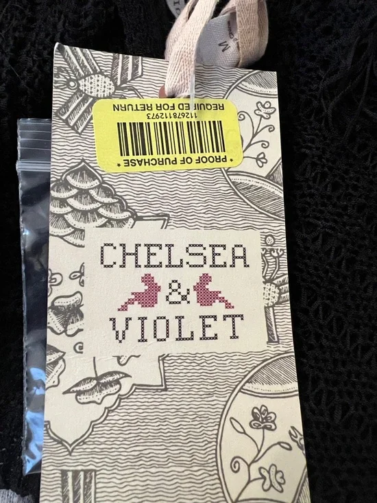 NWT Chelsea & Violet Black Fringe See-Through Knit Top Hi-Low Relaxed Fit - Picture 6 of 13